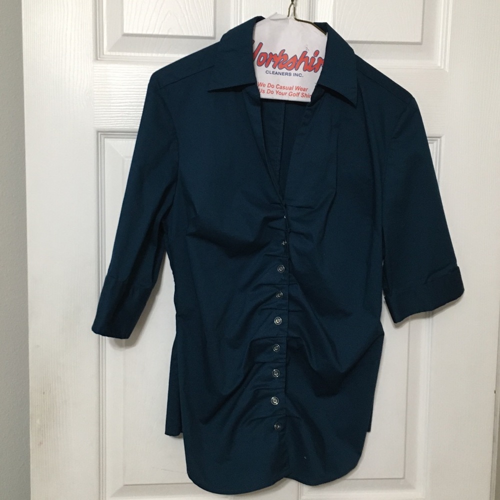 Dark blue/green button front shirt